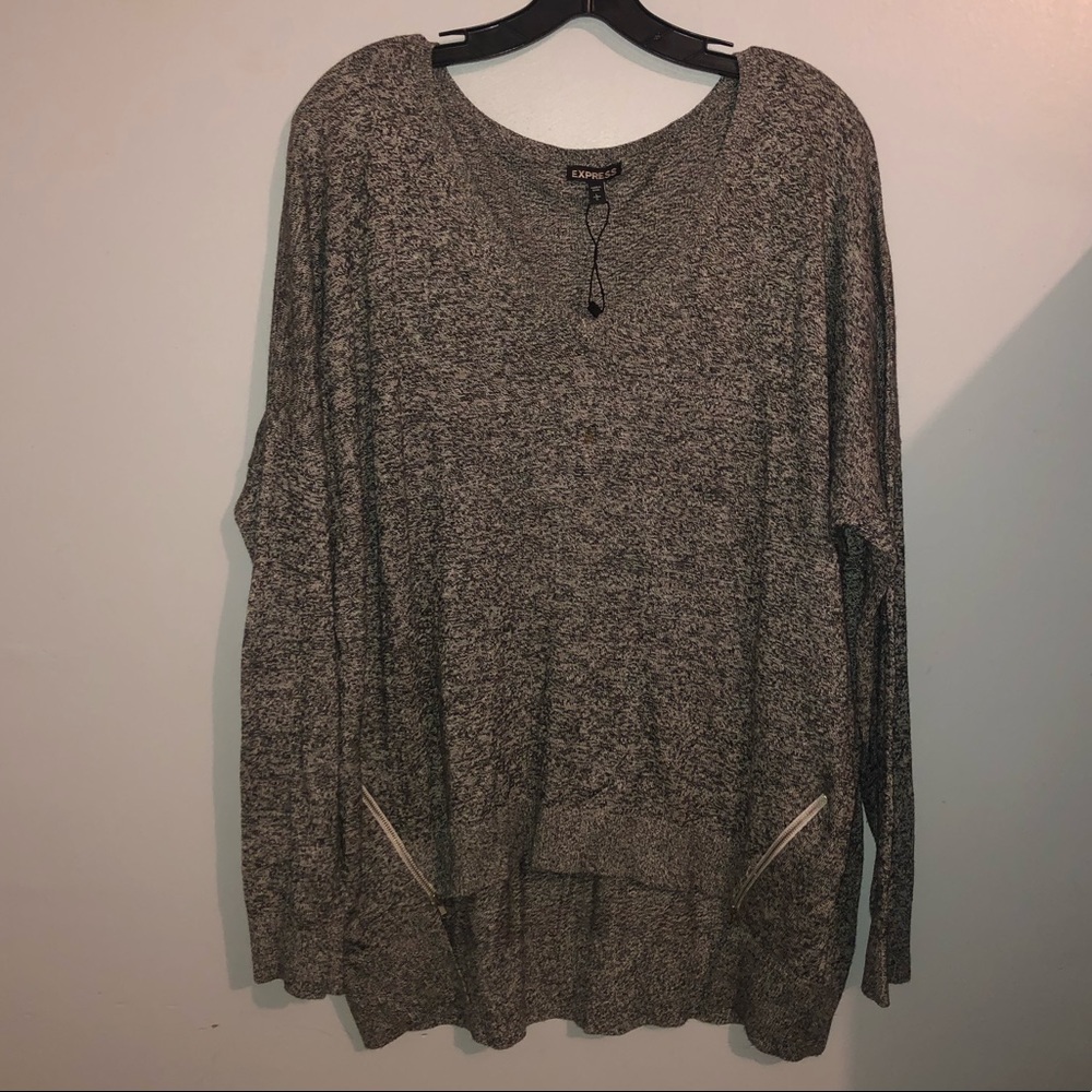 NWOT express gray sweater with side zipper